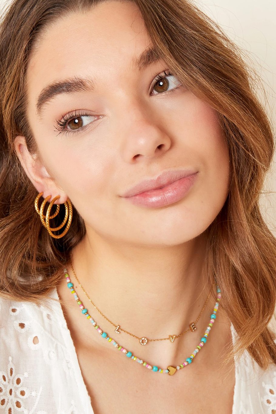 Collar azul con corazón- Colección #summergirls Color dorado Acero inoxidable Imagen2